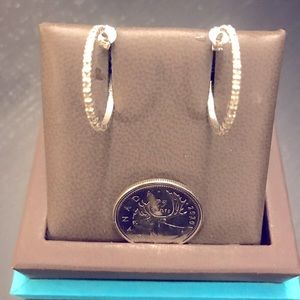 - NWOT Silver and real diamond small hoops